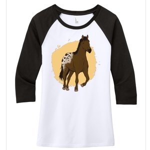 Farm Horse Running Women's Tri-Blend 3/4-Sleeve Raglan Shirt