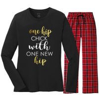 Funny Hip Replacement Gift Hip Chick With New Hip Women's Long Sleeve Flannel Pajama Set 