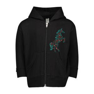 Floral Horse Riding Horse Lover Gifts Toddler Zip Fleece Hoodie