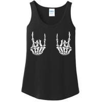 Funny Halloween Rock Star Skeleton Hands Rocker Costume Ladies Essential Tank