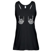 Funny Halloween Rock Star Skeleton Hands Rocker Costume Ladies Essential Flowy Tank