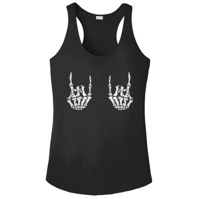 Funny Halloween Rock Star Skeleton Hands Rocker Costume Ladies PosiCharge Competitor Racerback Tank