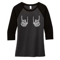 Funny Halloween Rock Star Skeleton Hands Rocker Costume Women's Tri-Blend 3/4-Sleeve Raglan Shirt