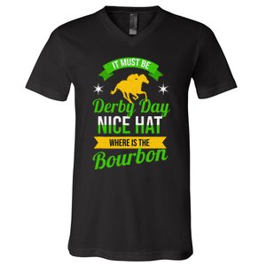 Funny Horse Racing It Must Be Derby Day KY Derby Horse V-Neck T-Shirt