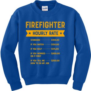 Firefighter Hourly Rate Labour Day Fire Workers Day Gift Kids Sweatshirt