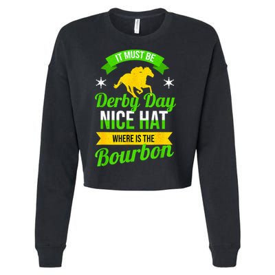 Funny Horse Racing It Must Be Derby Day KY Derby Horse Cropped Pullover Crew