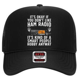 Funny Ham Radio Operator Art High Crown Mesh Back Trucker Hat