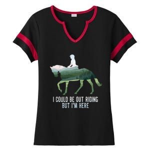 Funny Horseback Riding Gift Ladies Halftime Notch Neck Tee