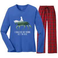 Funny Horseback Riding Gift Women's Long Sleeve Flannel Pajama Set 