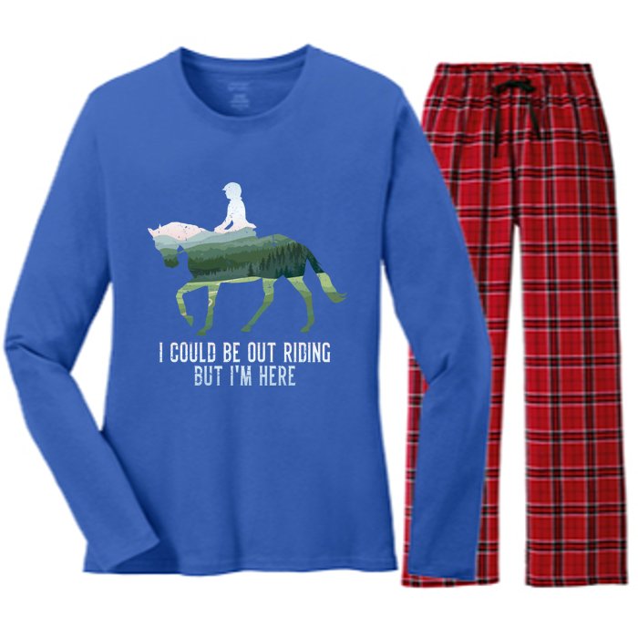 Funny Horseback Riding Gift Women's Long Sleeve Flannel Pajama Set 