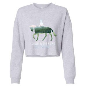 Funny Horseback Riding Gift Cropped Pullover Crew