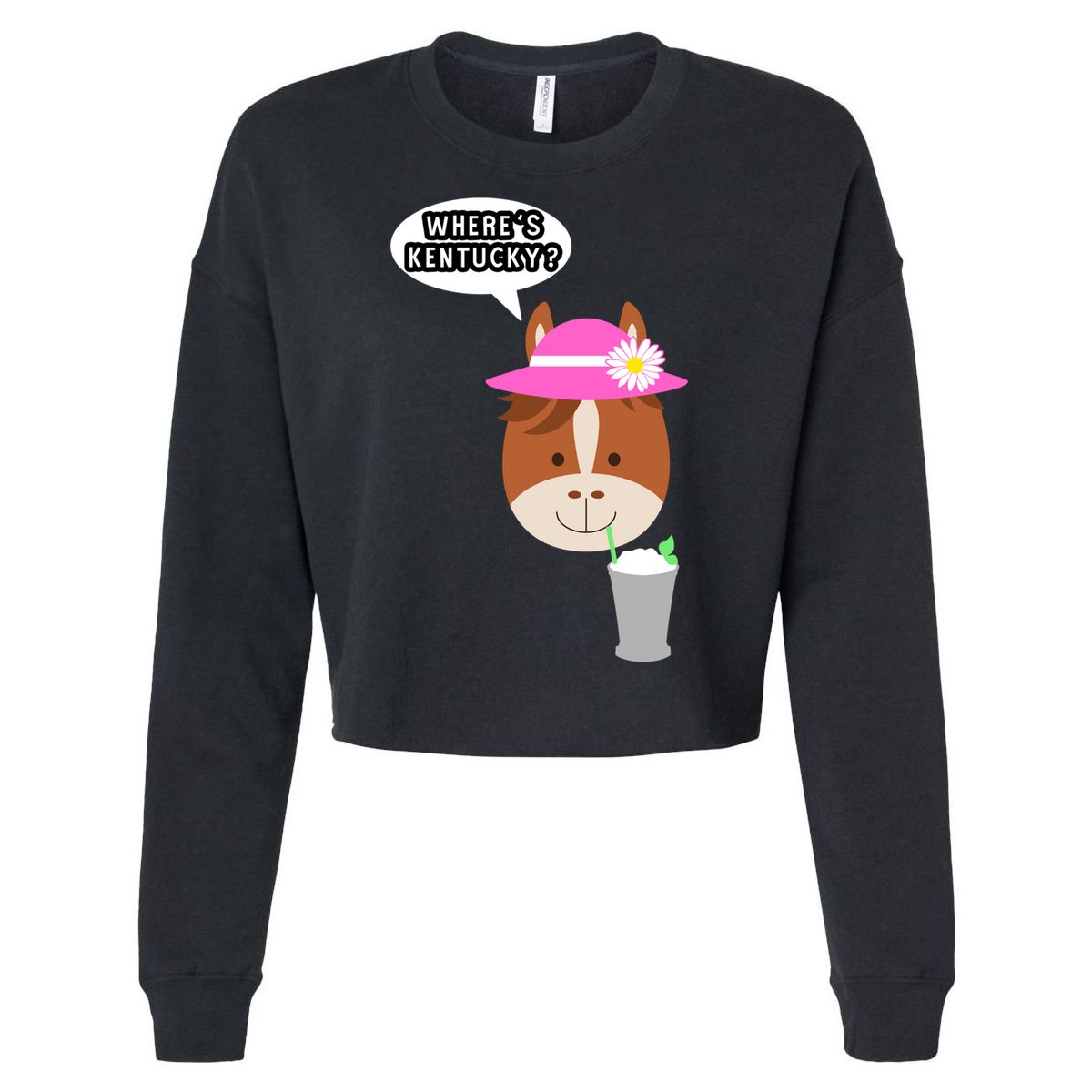Funny Horse Racing Derby Where's Kentucky Party Gift Cropped Pullover Crew