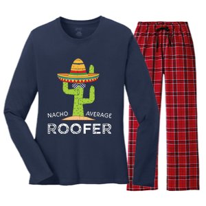 Fun Hilarious Roofing Joke Humor Funny Saying Roofer Women's Long Sleeve Flannel Pajama Set 