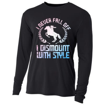 Funny Horse Racing Art For Women Horse Lover Equestrian Cooling Performance Long Sleeve Crew