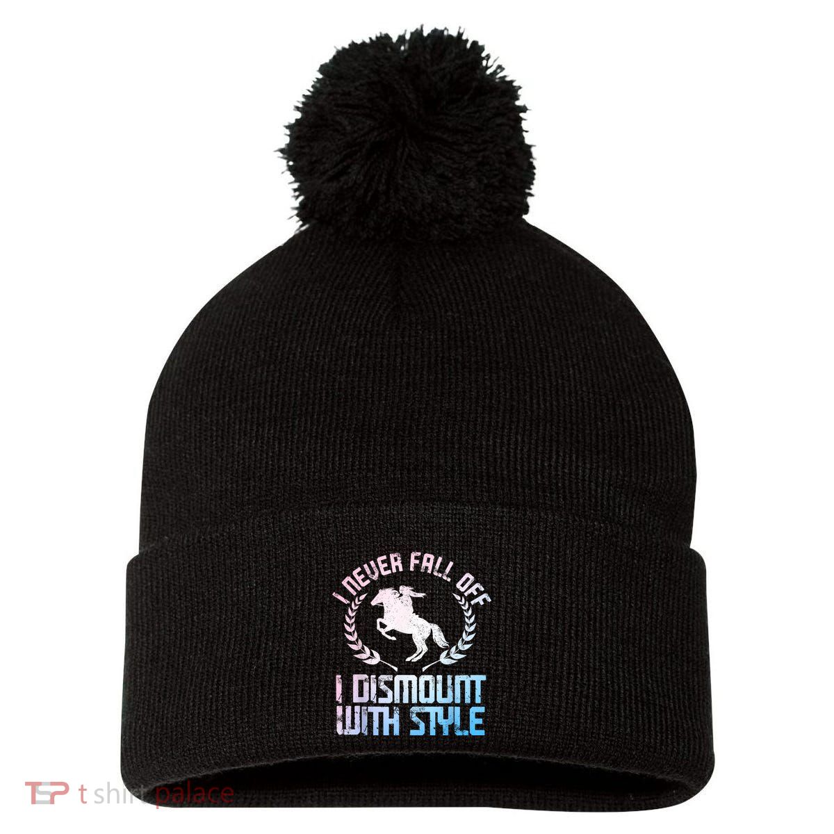 Funny Horse Racing Art For Women Horse Lover Equestrian Pom Pom 12in Knit Beanie