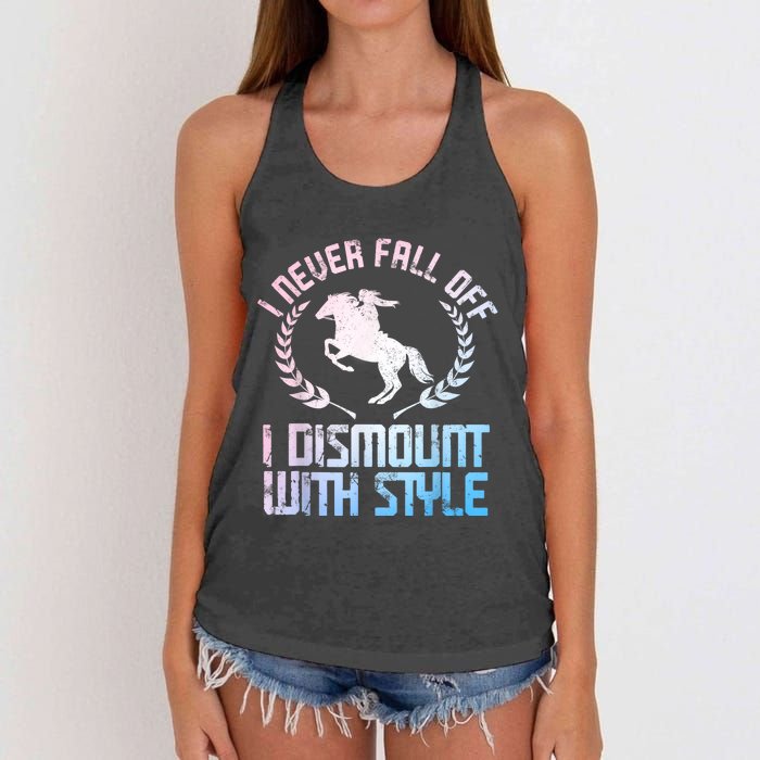 Funny Horse Racing Art For Women Horse Lover Equestrian Women's Knotted Racerback Tank