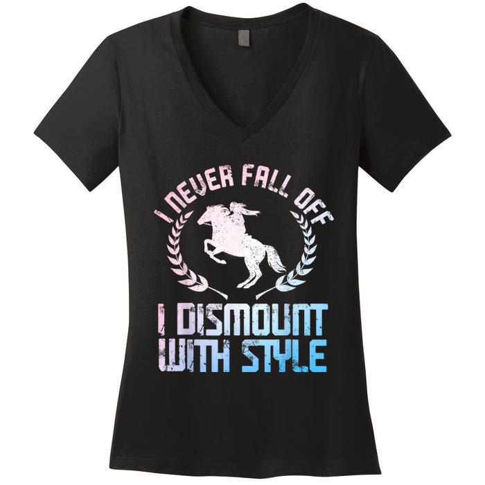 Funny Horse Racing Art For Women Horse Lover Equestrian Women's V-Neck T-Shirt