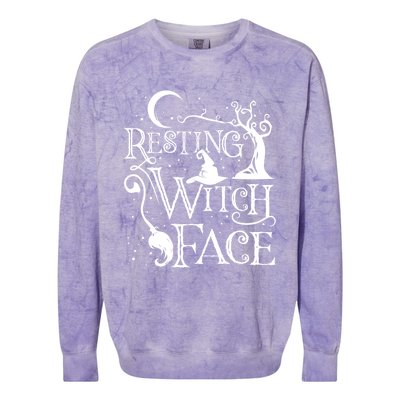 Funny Halloween Resting Witch Face Gift Colorblast Crewneck Sweatshirt