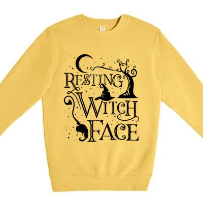 Funny Halloween Resting Witch Face Gift Premium Crewneck Sweatshirt