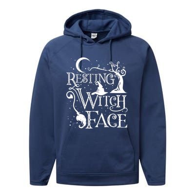 Funny Halloween Resting Witch Face Gift Performance Fleece Hoodie