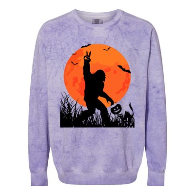 Funny Halloween Rocking Sasquatch Bigfoot Halloween Colorblast Crewneck Sweatshirt