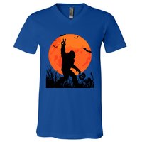 Funny Halloween Rocking Sasquatch Bigfoot Halloween V-Neck T-Shirt