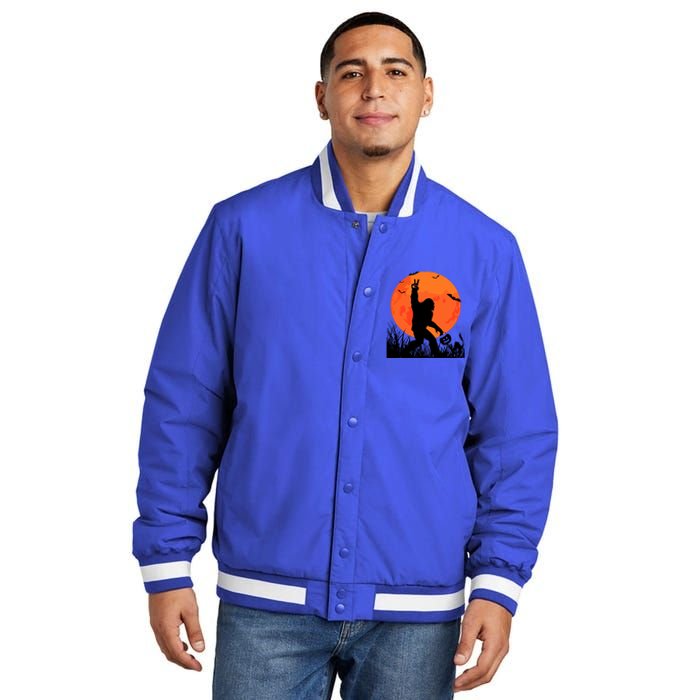 Funny Halloween Rocking Sasquatch Bigfoot Halloween Insulated Varsity Jacket