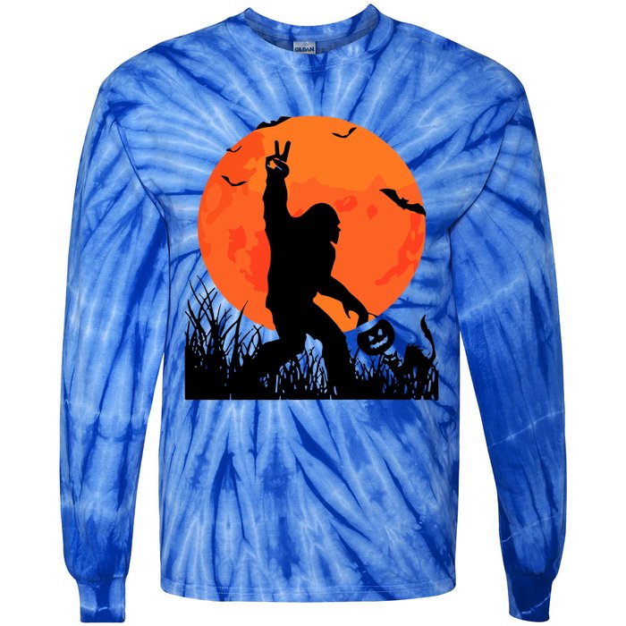 Funny Halloween Rocking Sasquatch Bigfoot Halloween Tie-Dye Long Sleeve Shirt