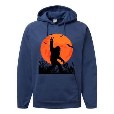 Funny Halloween Rocking Sasquatch Bigfoot Halloween Performance Fleece Hoodie