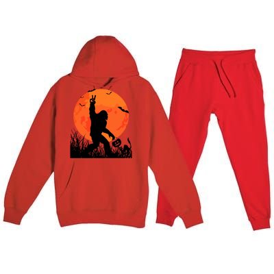 Funny Halloween Rocking Sasquatch Bigfoot Halloween Premium Hooded Sweatsuit Set