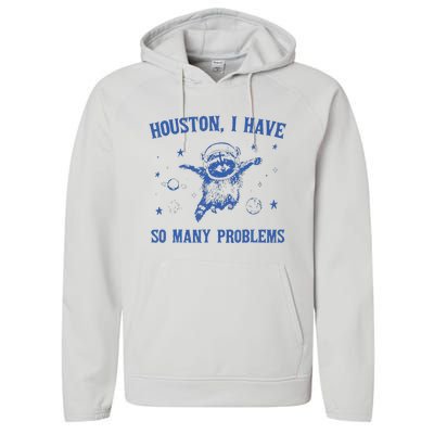 Funny Houston Raccoon Problems Design Performance Fleece Hoodie