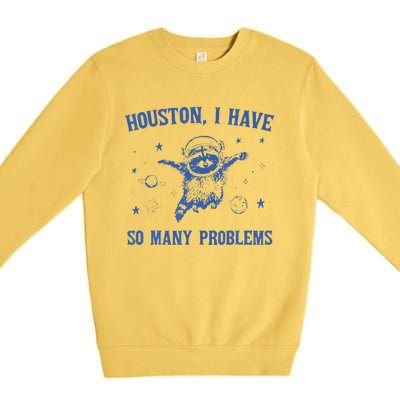 Funny Houston Raccoon Problems Design Premium Crewneck Sweatshirt