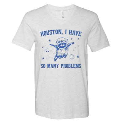 Funny Houston Raccoon Problems Design V-Neck T-Shirt