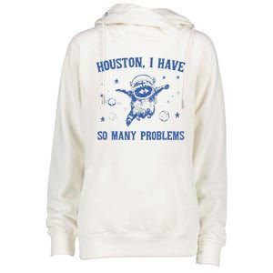 Funny Houston Raccoon Problems Design Womens Funnel Neck Pullover Hood