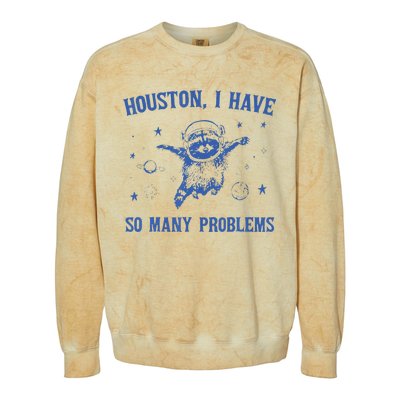 Funny Houston Raccoon Problems Design Colorblast Crewneck Sweatshirt