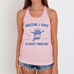 Funny Houston Raccoon Problems Design Women's Knotted Racerback Tank