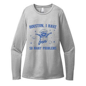 Funny Houston Raccoon Problems Design Womens CVC Long Sleeve Shirt