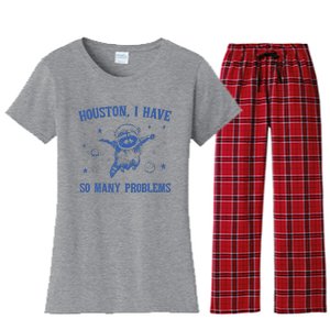 Funny Houston Raccoon Problems Design Women's Flannel Pajama Set