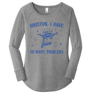 Funny Houston Raccoon Problems Design Women's Perfect Tri Tunic Long Sleeve Shirt