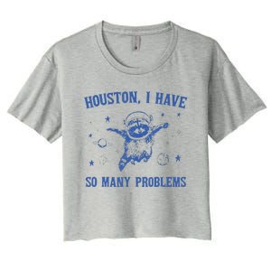 Funny Houston Raccoon Problems Design Women's Crop Top Tee