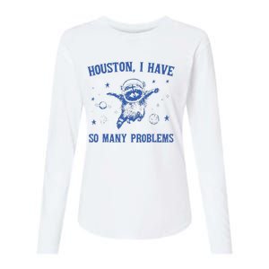 Funny Houston Raccoon Problems Design Womens Cotton Relaxed Long Sleeve T-Shirt