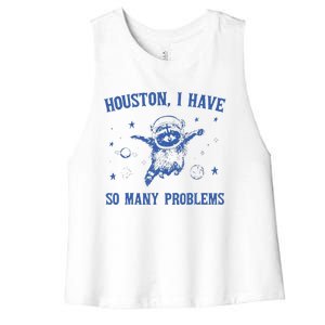 Funny Houston Raccoon Problems Design Women's Racerback Cropped Tank