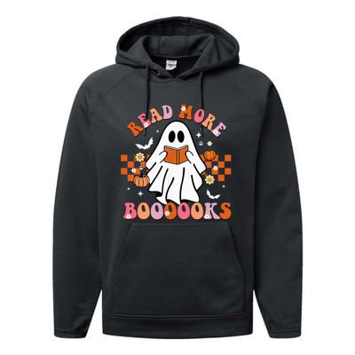 Funny Halloween Read More Books Cute Boo read a book Performance Fleece Hoodie