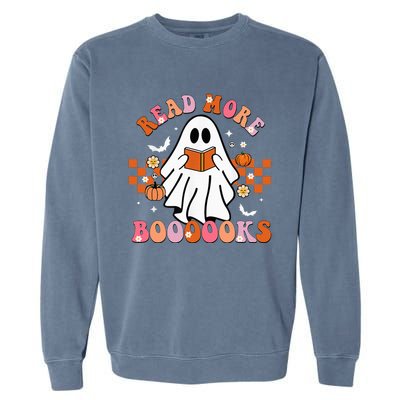 Funny Halloween Read More Books Cute Boo read a book Garment-Dyed Sweatshirt