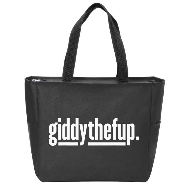 Funny Horse Racing Vintage Giddythefup KY Derby Horse Zip Tote Bag