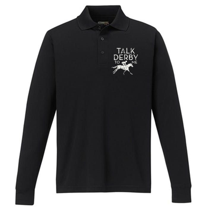 Funny Horse Racing Derby Race Owner Lover Performance Long Sleeve Polo