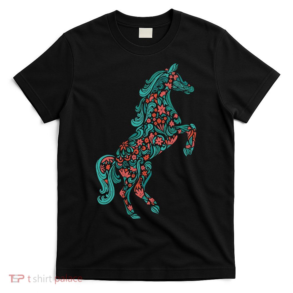 Floral Horse Riding Horse Lover Women Girls Gifts T-Shirt