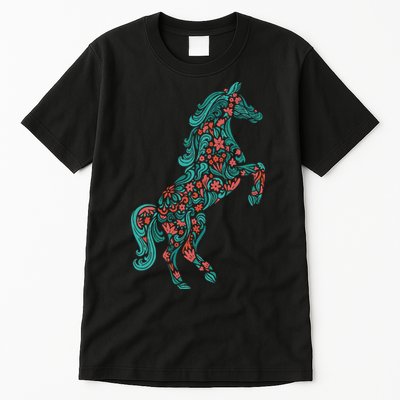 Floral Horse Riding Horse Lover Women Girls Gifts Tall T-Shirt