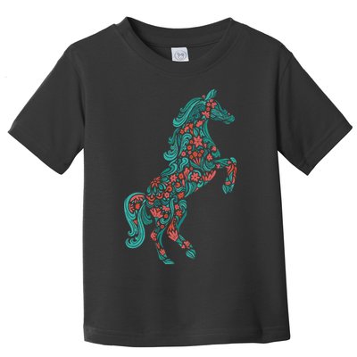 Floral Horse Riding Horse Lover Women Girls Gifts Toddler T-Shirt