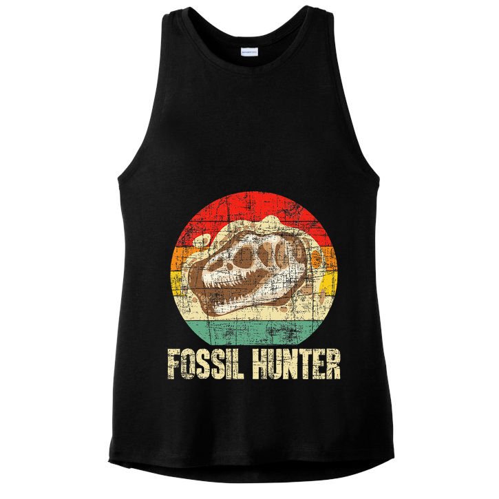 Fossil Hunter Retro Paleontologist Paleontology Ladies PosiCharge Tri-Blend Wicking Tank